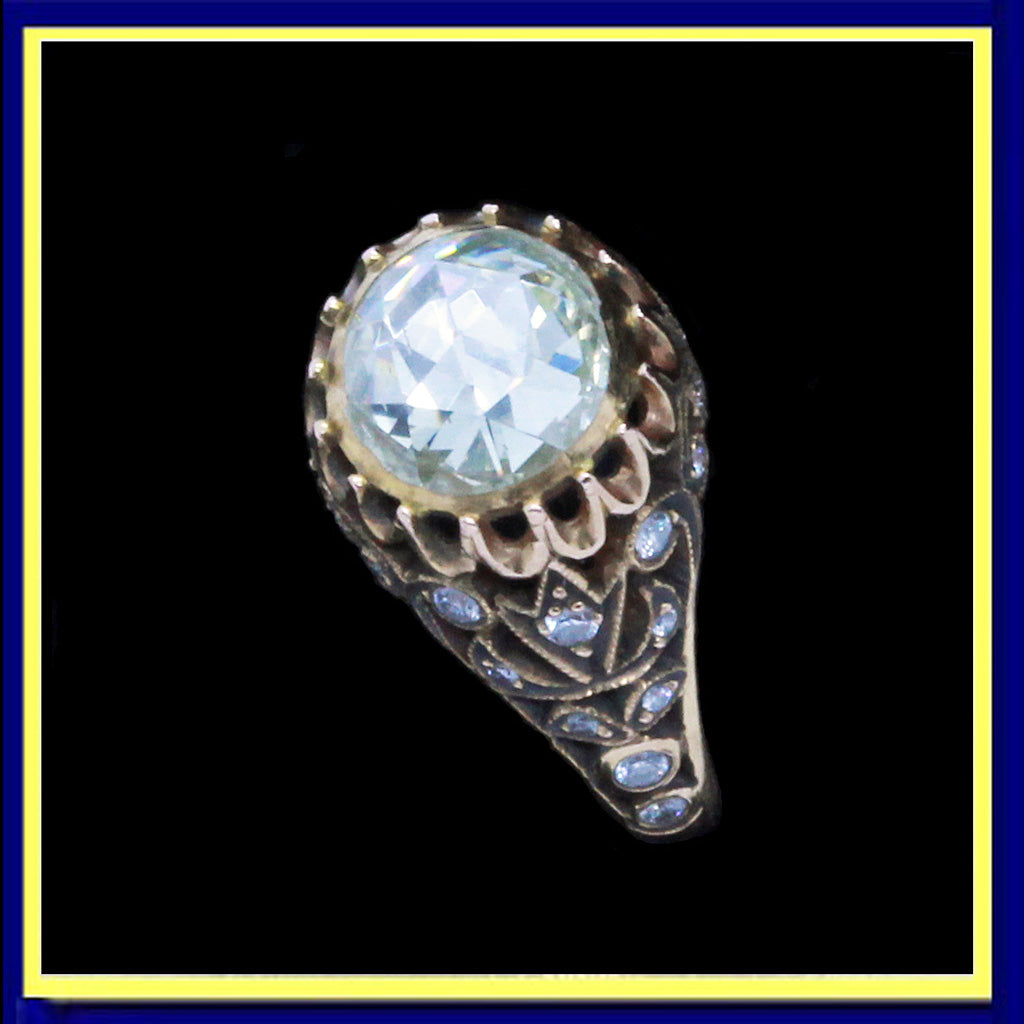 antique ring rose cut diamond gold engagement wedding ring 