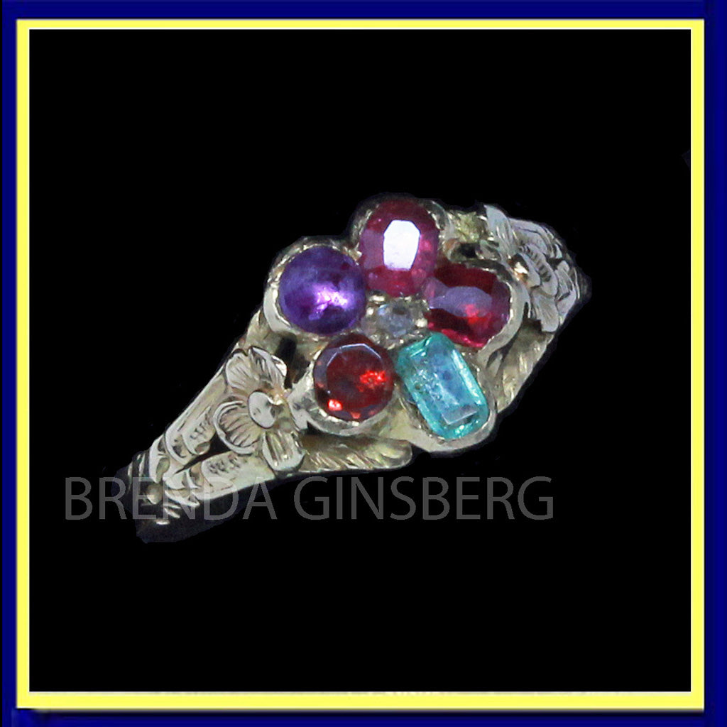 antique Victorian acrostic REGARD ring gold gems romantic