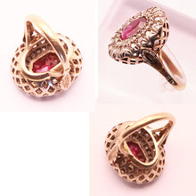 Antique Victorian Ring Ruby Diamonds 18k Gold Silver (7149)