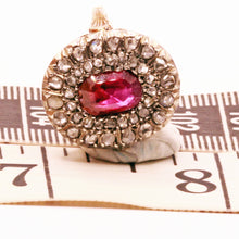 Antique Victorian Ring Ruby Diamonds 18k Gold Silver (7149)