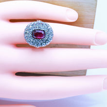 Antique Victorian Ring Ruby Diamonds 18k Gold Silver (7149)