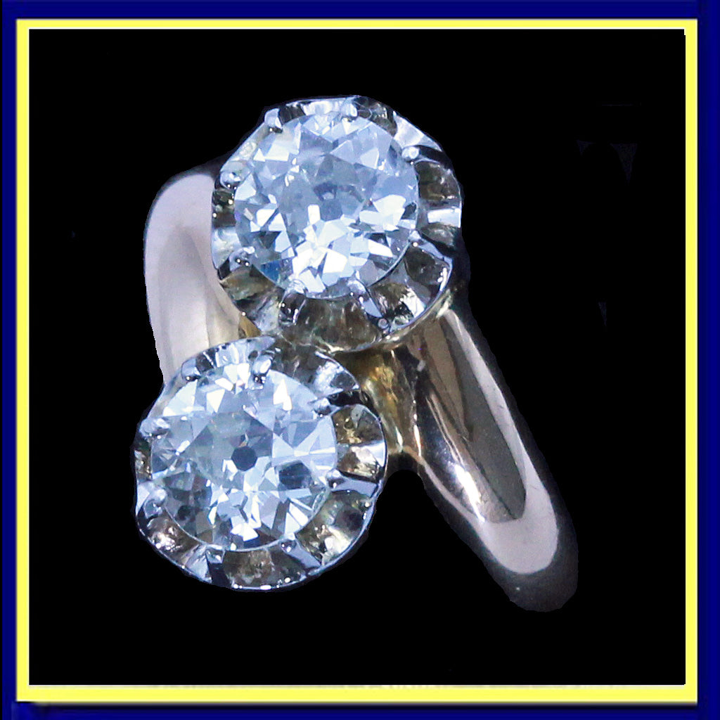 antique Victorian ring gold diamonds toi moi crossover engagement ring