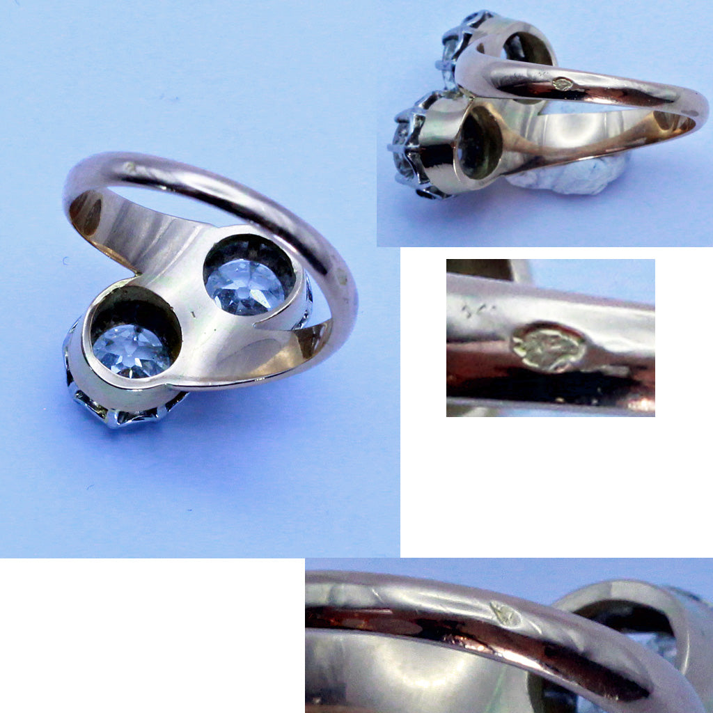 Antique Victorian Ring 18k Gold Diamonds Toi Moi Crossover Engagement Ring (7180)