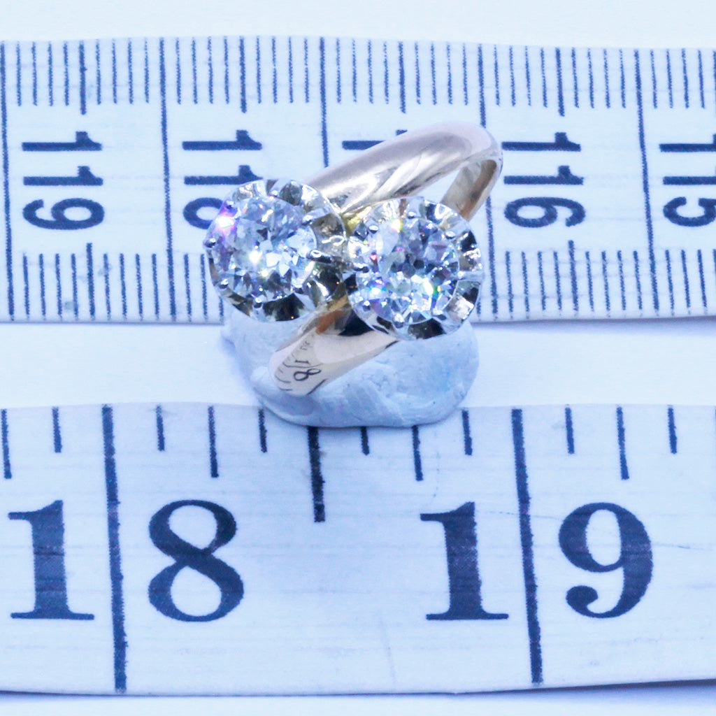 Antique Victorian Ring 18k Gold Diamonds Toi Moi Crossover Engagement Ring (7180)