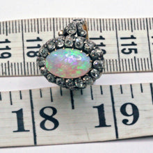 Antique Victorian Ring Natural Opal and Diamonds 18k Gold Silver (7192)