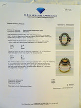 Antique Victorian Ring Natural Opal and Diamonds 18k Gold Silver (7192)