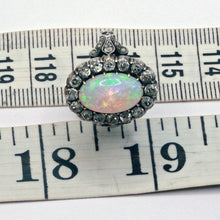 Antique Victorian Ring Natural Opal and Diamonds 18k Gold Silver (7192)