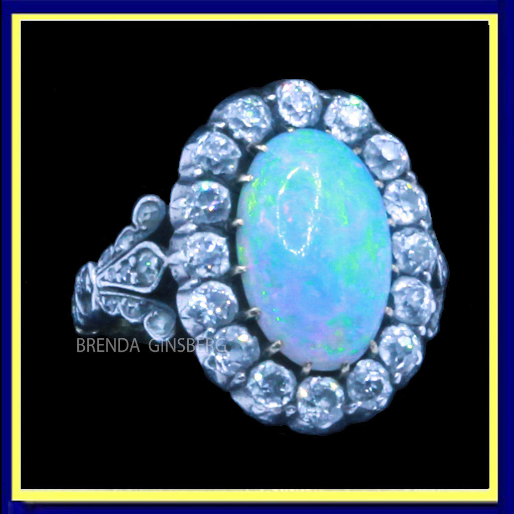 antique opal ring diamonds gold