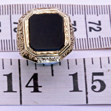Antique Man's Signet Ring 14k Gold Onyx Austro-Hungary Large Masculine (7197)