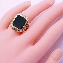 Antique Man's Signet Ring 14k Gold Onyx Austro-Hungary Large Masculine (7197)