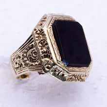 Antique Man's Signet Ring 14k Gold Onyx Austro-Hungary Large Masculine (7197)