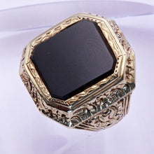 Antique Man's Signet Ring 14k Gold Onyx Austro-Hungary Large Masculine (7197)
