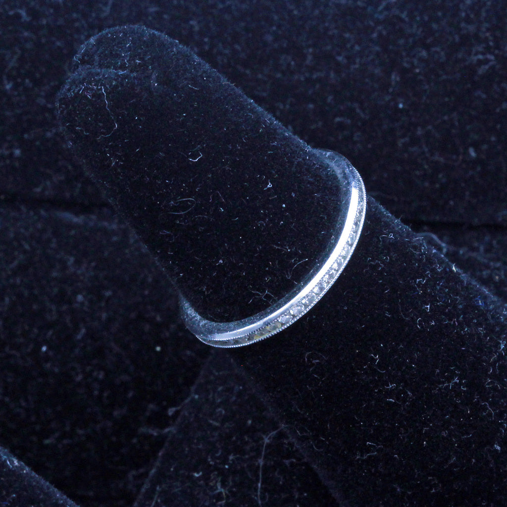 Antique Art Deco Belle Epoque Wedding Ring Platinum Diamonds Luxurious (7206)