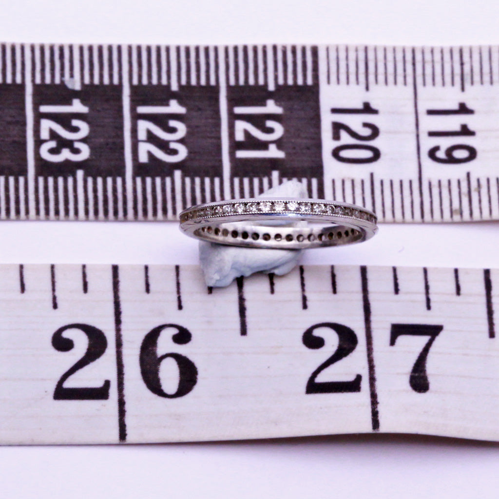 Antique Art Deco Belle Epoque Wedding Ring Platinum Diamonds Luxurious (7206)