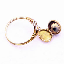 Antique Victorian Ring Celtic Marriage Knot Dangle Locket Garnet 18k Gold (7213)