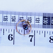 Antique Victorian Ring Celtic Marriage Knot Dangle Locket Garnet 18k Gold (7213)