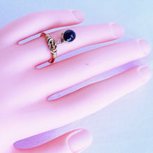 Antique Victorian Ring Celtic Marriage Knot Dangle Locket Garnet 18k Gold (7213)