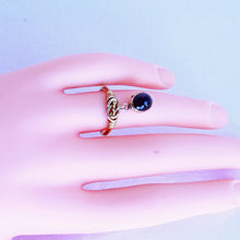 Antique Victorian Ring Celtic Marriage Knot Dangle Locket Garnet 18k Gold (7213)