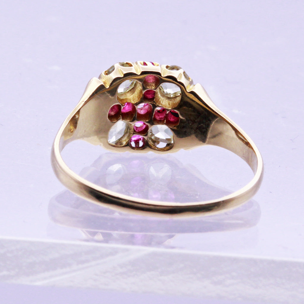 Antique Victorian Ring 18k Gold Rubies Peridot Cross Unisex Man or Woman (7216)