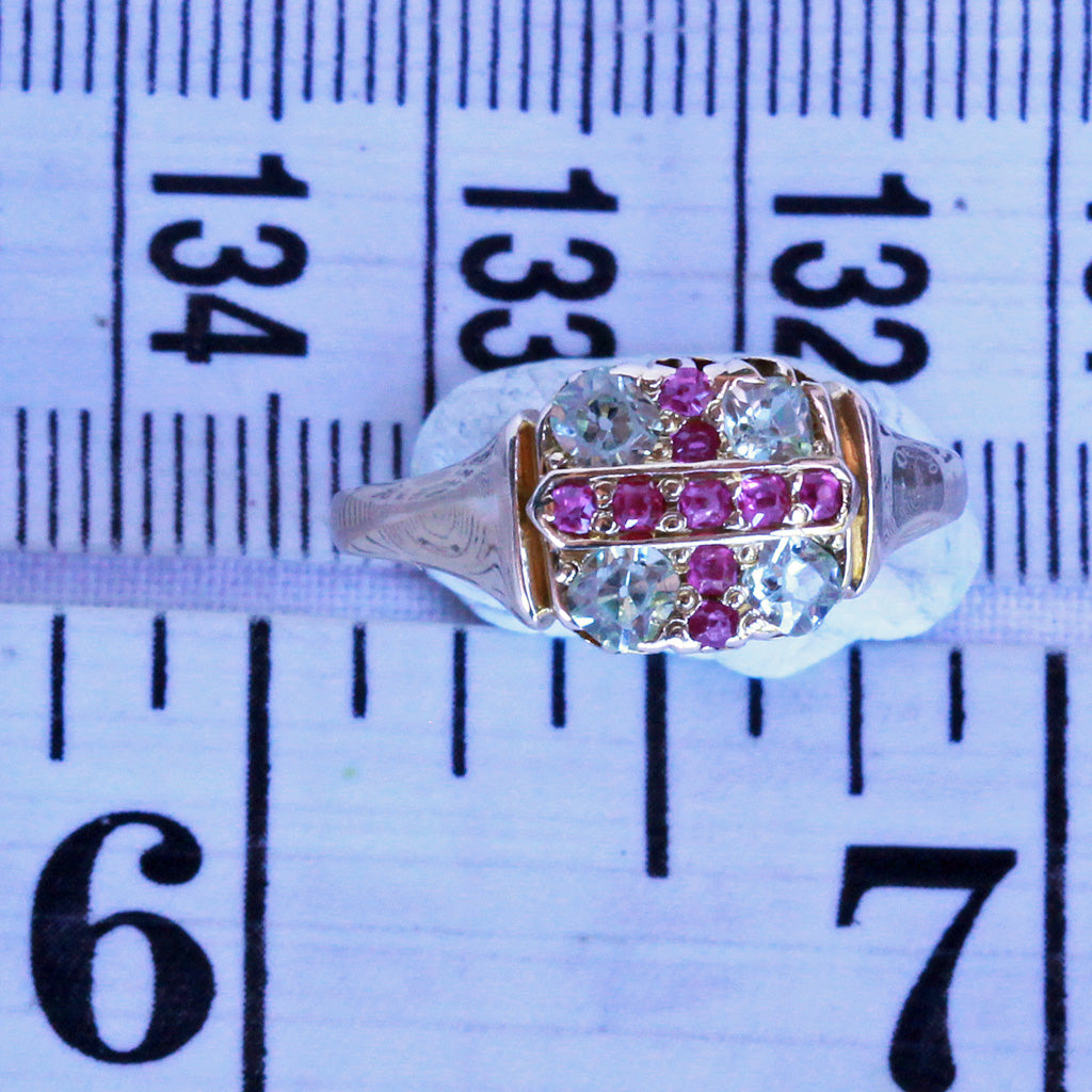 Antique Victorian Ring 18k Gold Rubies Peridot Cross Unisex Man or Woman (7216)