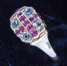 Antique Victorian Ring 18k Gold Rubies Peridot Cross Unisex Man or Woman (7216)