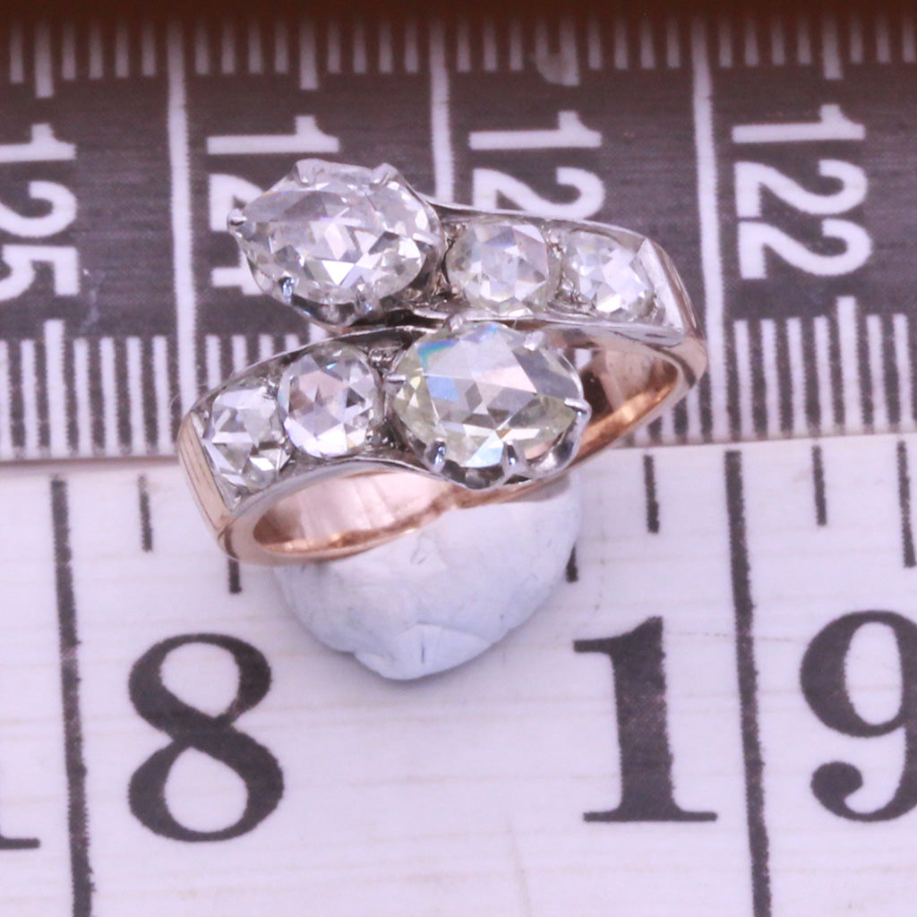 Antique Victorian Ring Diamonds 18k Gold Silver French Versatile Engagement(7239)