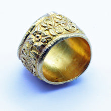 Antique vintage ring gold turquoise ruby large unisex ring hearts repousse (7248)