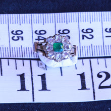 Antique vintage ring emerald diamonds 18k gold Indian (7256)