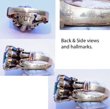 Antique vintage ring emerald diamonds 18k gold Indian (7256)