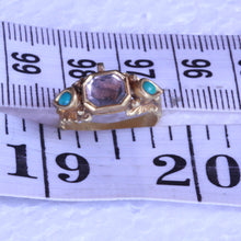 Antique Vintage Ring 22k Gold Turquoise Rock Crystal Rajastan India (7257)