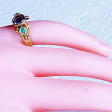 Antique Vintage Ring 22k Gold Turquoise Rock Crystal Rajastan India (7257)