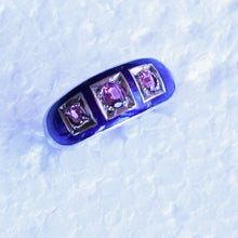 Antique Victorian ring gold almandine garnets blue enamel English unisex (7267)