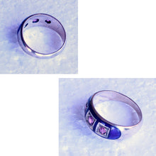 Antique Victorian ring gold almandine garnets blue enamel English unisex (7267)