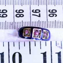 Antique Victorian ring gold almandine garnets blue enamel English unisex (7267)