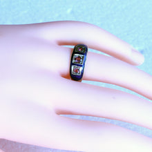 Antique Victorian ring gold almandine garnets blue enamel English unisex (7267)