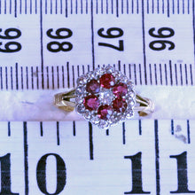 Antique Victorian Edwardian ring 18k gold diamond ruby flower appraisal (7270)