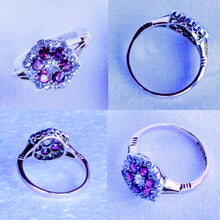 Antique Victorian Edwardian ring 18k gold diamond ruby flower appraisal (7270)