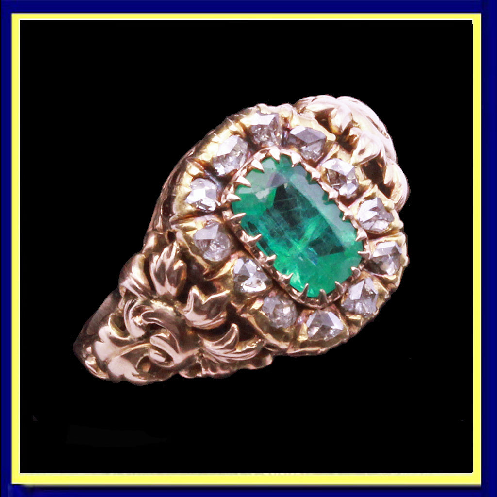 antique Victorian ring gold emerald diamonds unisex appraisal