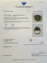 Antique Victorian ring 14k gold emerald diamonds unisex w appraisal (7288)