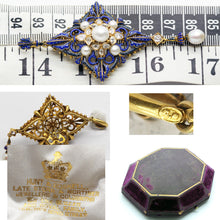 Antique Giuliano Earrings Pendant Set Diamonds Natural Pearls Enamel Gold (6341)