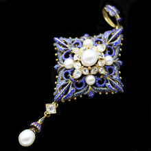 Antique Giuliano Earrings Pendant Set Diamonds Natural Pearls Enamel Gold (6341)