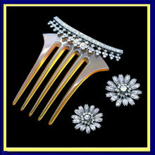 Victorian Hair Combs Brooches Tiara Antique Gold Diamonds Silver Set Paris (6544)