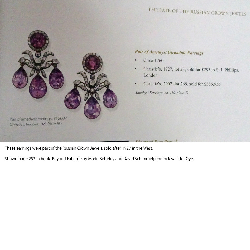 Georgian Earrings Brooch Pendant Set Amethyst Rock Crystal Silver Gold (6954)