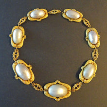 Antique Georgian Set Earrings Necklace Brooch Gold Coque de Perle Bride (7162)