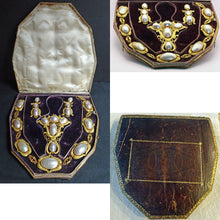 Antique Georgian Set Earrings Necklace Brooch Gold Coque de Perle Bride (7162)