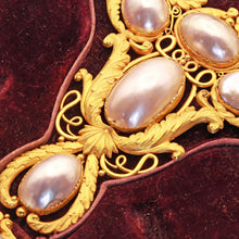 Antique Georgian Set Earrings Necklace Brooch Gold Coque de Perle Bride (7162)