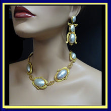 Antique Georgian Set Earrings Necklace Brooch Gold Coque de Perle Bride (7162)