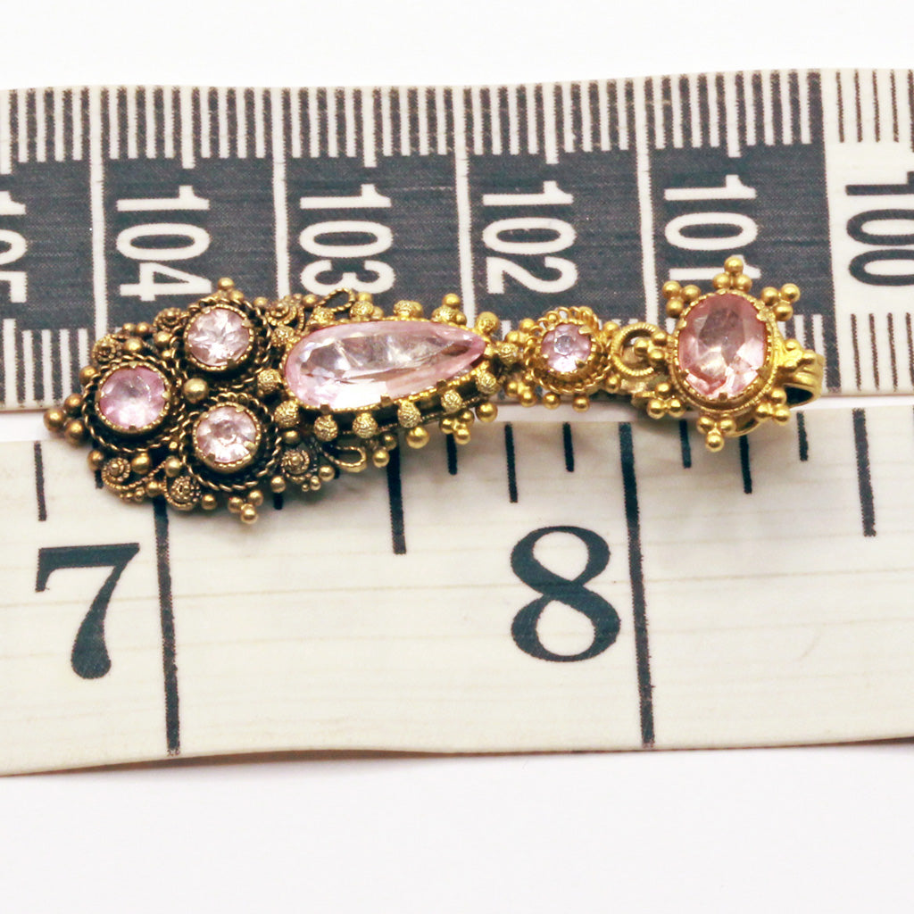 Georgian Set Gold Pink Topaz Earrings Bracelets Necklace Pendant Brooch (7166)