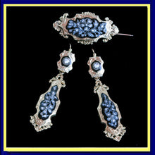 antique earrings brooch jewelry parure set diamonds gold enamel French