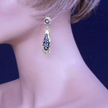 Antique earrings brooch jewelry parure set diamonds gold enamel French (7235)